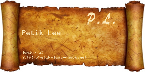 Petik Lea névjegykártya